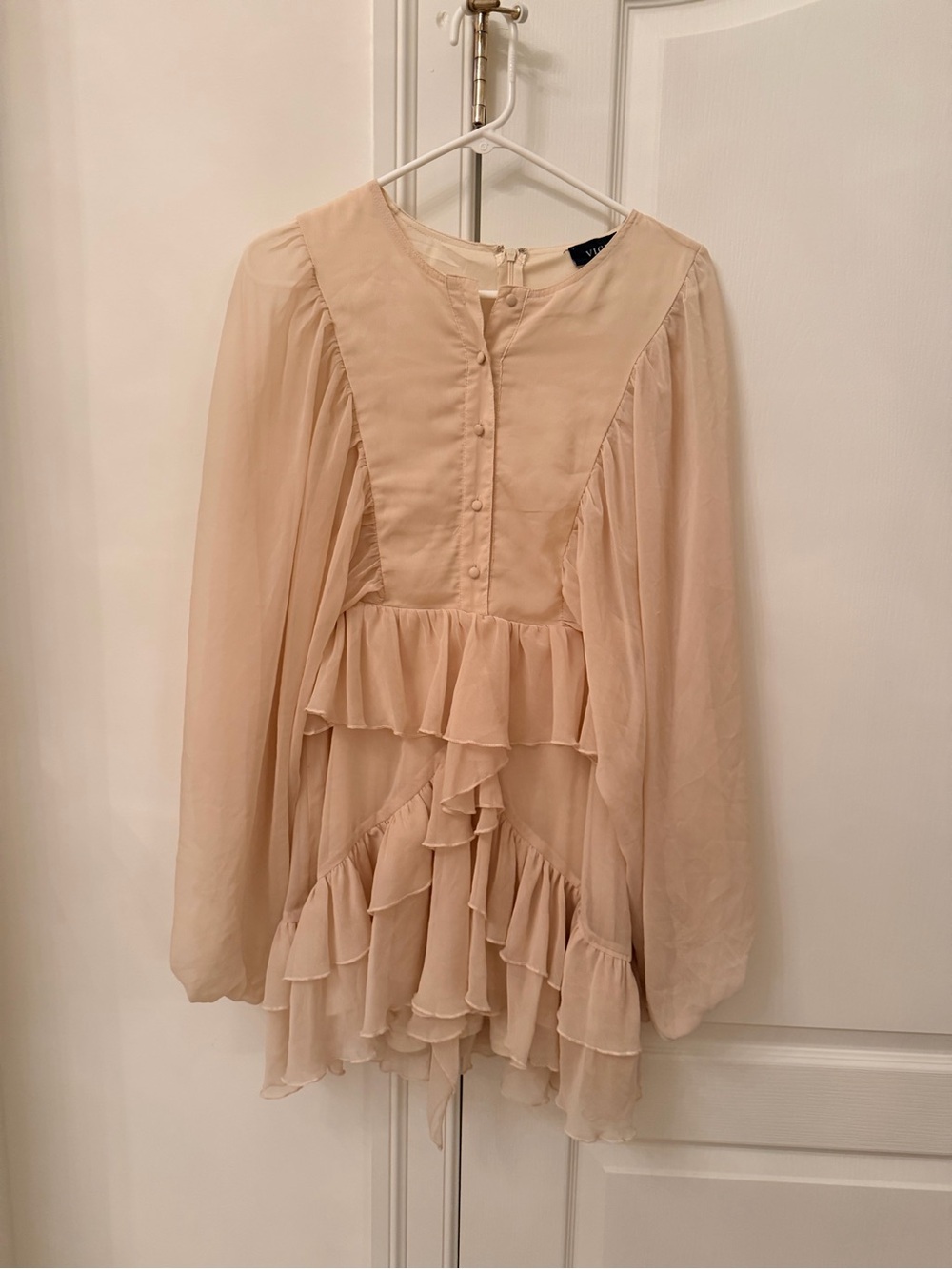 VICI Collection Lucia Balloon Sleeve Ruffle Button Up Dress Size L